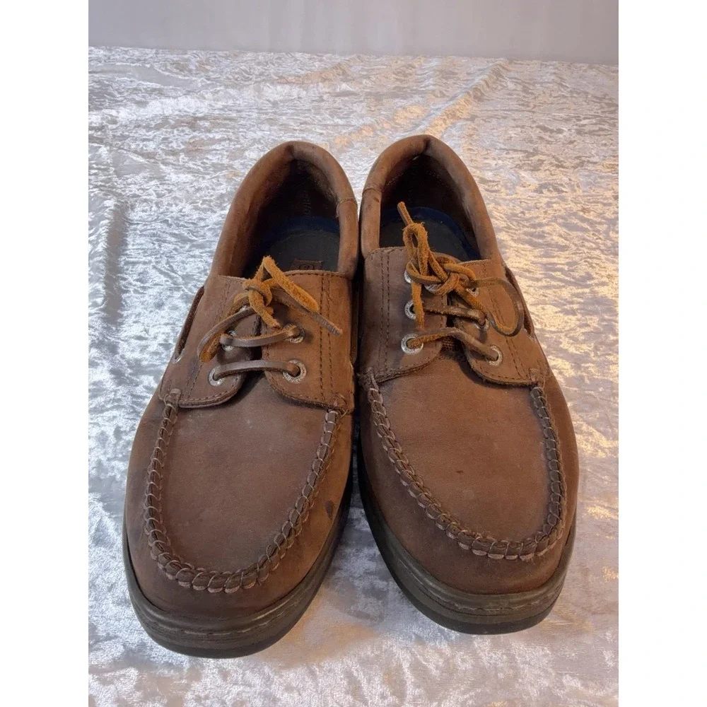 Earth Shoes Brown Leather Boat Shoes Men's Size 9 Lace Up Comfort Casual